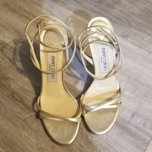Metallic gold strappy Jimmy Choo heels
